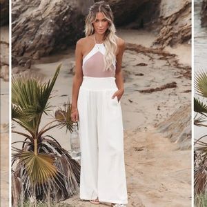 WESTON LINEN BLEND POCKETED SMOCKED PANTS - WHITE